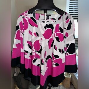 Alfani Pink and Black Floral Blouse